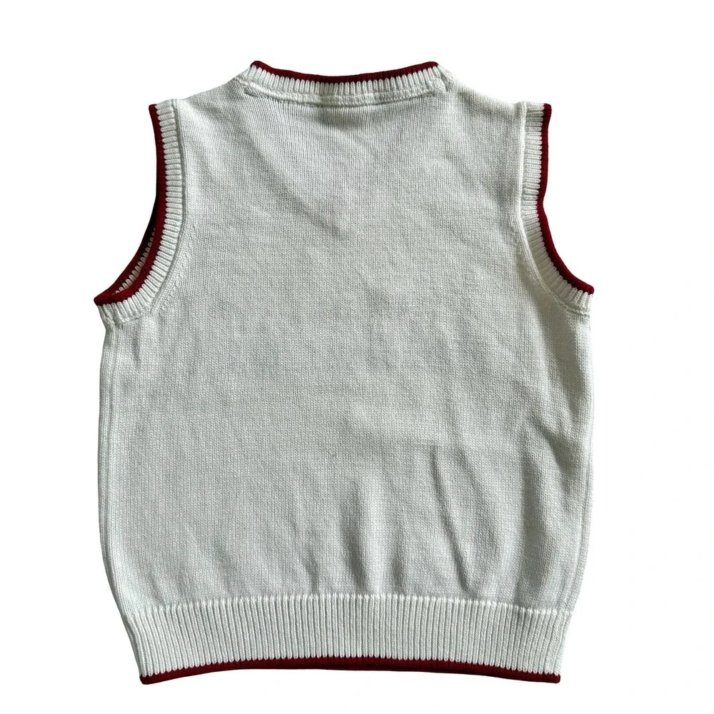Gymboree Kids Embroidered Sweater Vest Ivory Christmas Santa Train Boys 3T